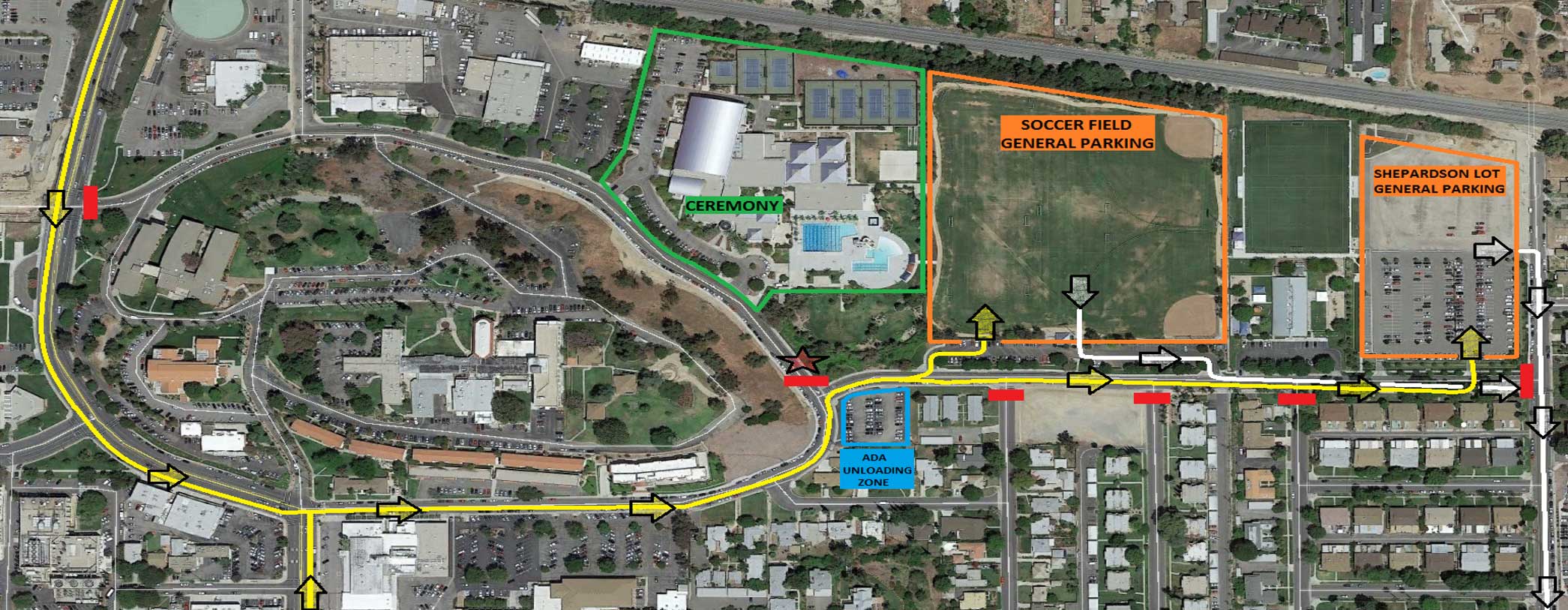 map of commencement parking