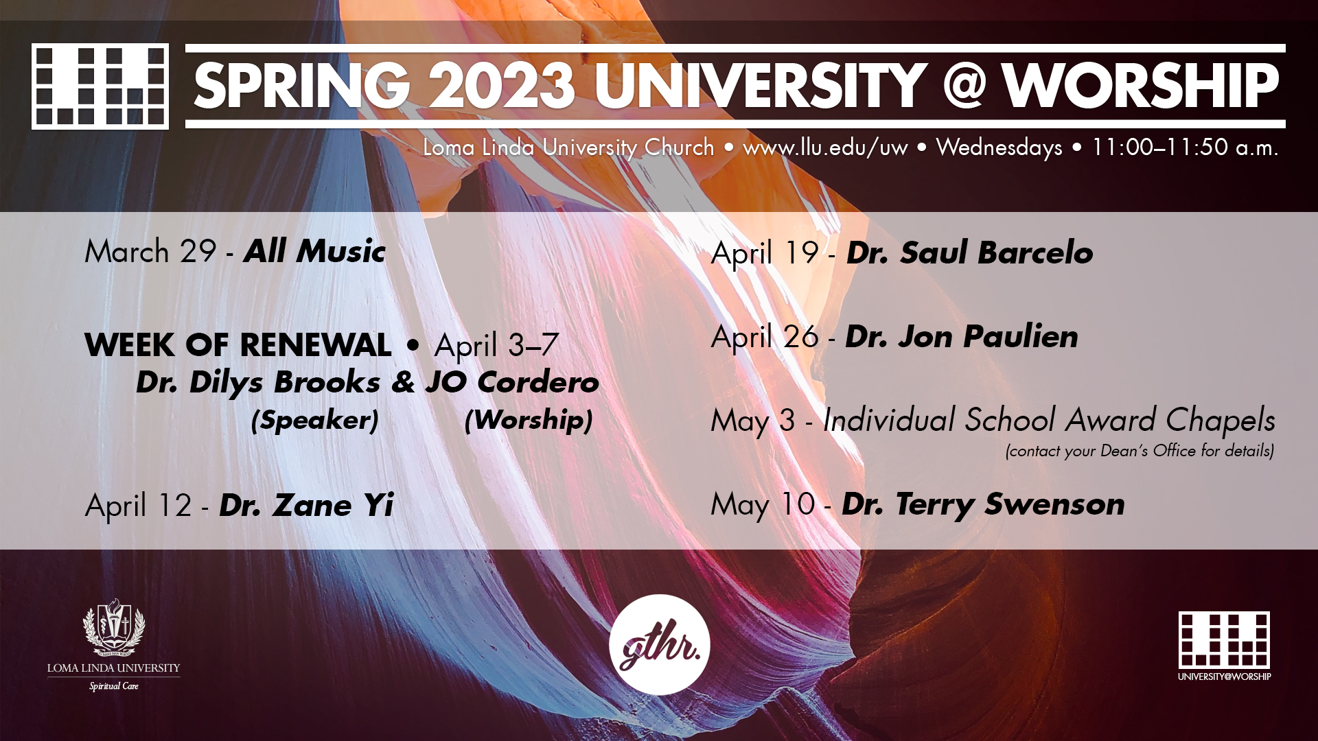 University@Worship 2023 Spring Schedule