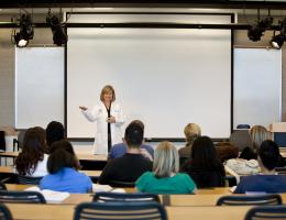 professor speaking to students