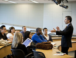 Instructor lecturing in a class
